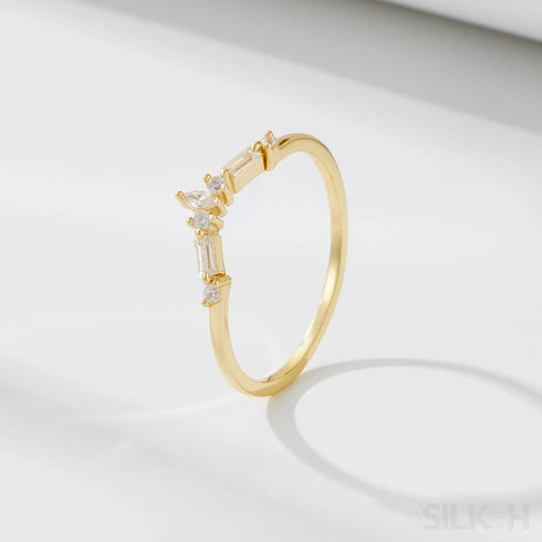 Geometric Zircon Sterling Silver Stacking Wedding Ring Lou